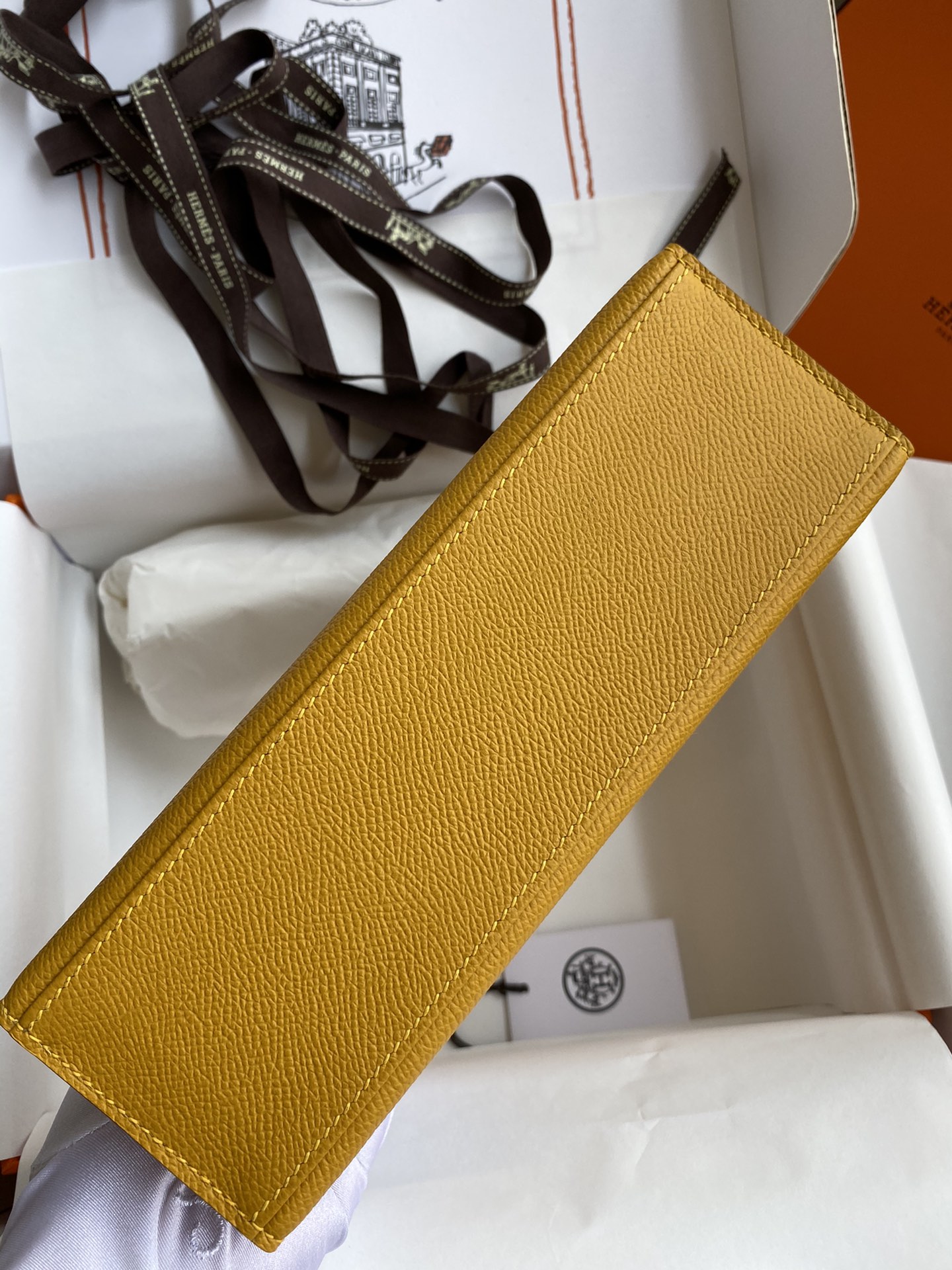 Hermes Mini Kelly Pochette 22cm Bag In Yellow Omber Epsom Leather